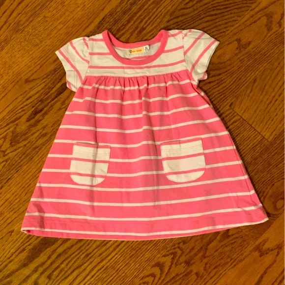 Baby Luigi | Pink and White Striped Dress with Pockets - Picture 1 of 3
